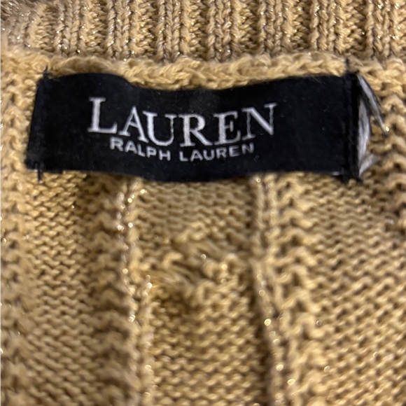 Ralph Lauren Cable Knit Gold Shimmer Sweater. Size XL - Picture 5 of 9